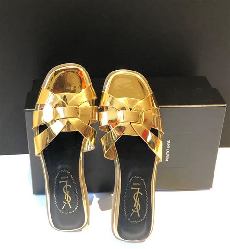 gold ysl tribute sandals|ysl tribute sandals on sale.